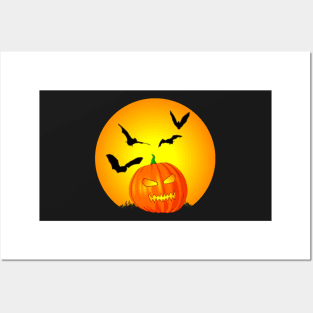 Halloween Moon Jack-O-Lantern Posters and Art